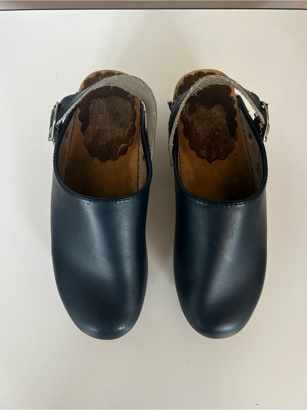 Vintage Navy Classic Leather Clog Slingback - Black Size 7 - Picture 3 of 3